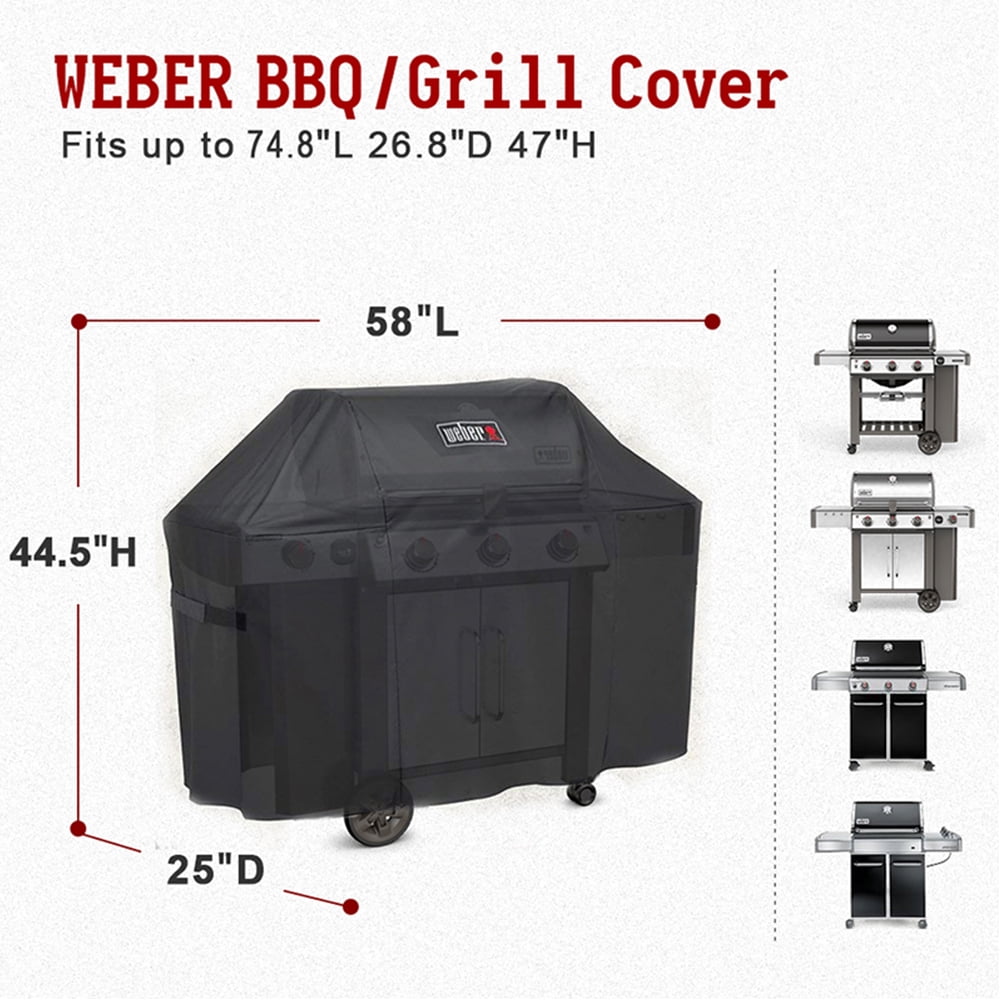 7130Cover for Weber Genesis II 300 Series Premium Grill Cover, Heavy Duty and Waterproof, Fits Grill Widths Up To 58 Inches
