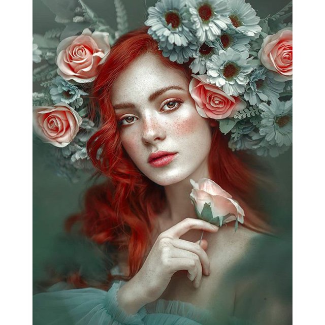 Diamond Painting (DE9671) Flower Girl 5D DIY Kits Resina Full Round Wall Arts (FH086) 30x40cm FLhrweasw Nuevo