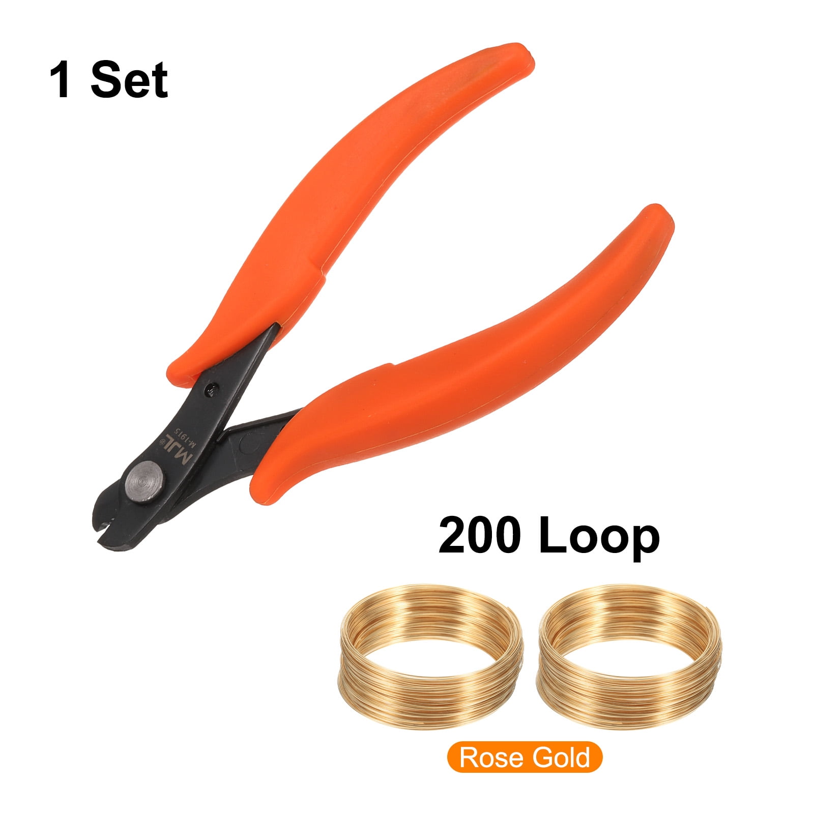 Uxcell Memory Wire Cutter Kit 5.5" Mini Jewelry Pliers with 200 Loops Rose Gold Memory Wire for Bracelet Making Crafts Jewelry Making