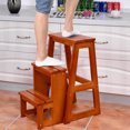 thumbnail image 3 of Costway Wood Step Stool Folding 3 Tier Ladder Chair Bench Seat Utility Multi-functional, 3 of 10
