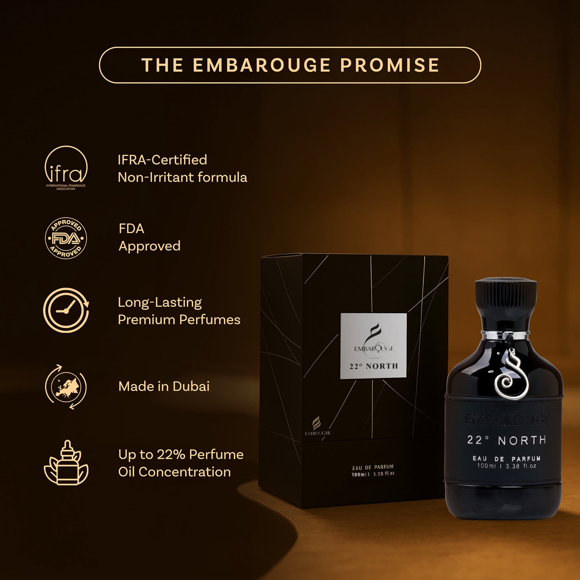 Bellavita Embarouge 22 North, Cologne for Men, 3.38 oz