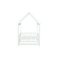 thumbnail image 5 of Twin Size Floor Bed with Roof and Fence, Wood House Bed Frame for Bedroom, Easy Assemble, No Box Spring Needed, White, 5 of 8