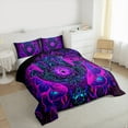thumbnail image 3 of Manfei Boho Style Flower King Size Comforter Sets,Retro Bohemian Floral Bedding Comforter Set,Purple Blue Bedding Set For Girl Boy,Luxury Bedroom Decor Reversible,3-Piece, 3 of 8