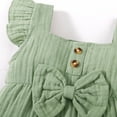 thumbnail image 6 of OLLUISNEO 3-6 Months Newborn Baby Girls Clothes Baby Girls Ruffle Flying Sleeve Romper Bodysuit + Headband Set Green, 6 of 8
