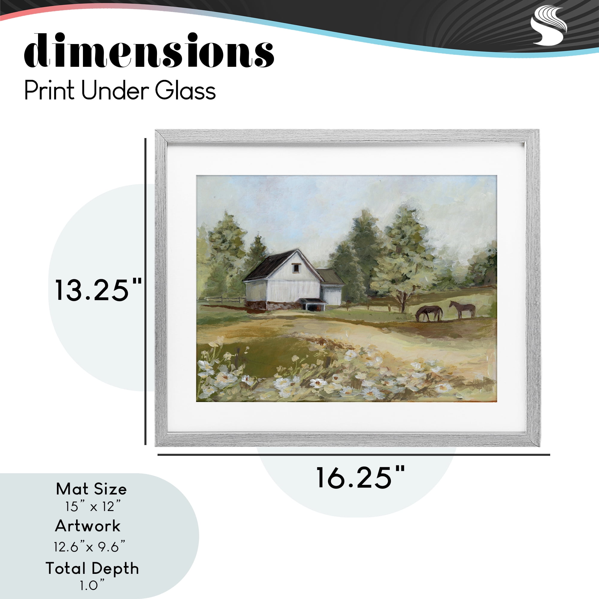Stupell Industries Barn Field Landscape Gray Framed Print Under Glass, design by Susan Winget