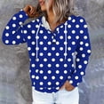 thumbnail image 2 of Womens Casual Hoodies Fashion Printed Front Pocket Drawstring Sweatshirt with Buttons Long Sleeve Pullover Tops (2XL, Blue-Dots), 2 of 6
