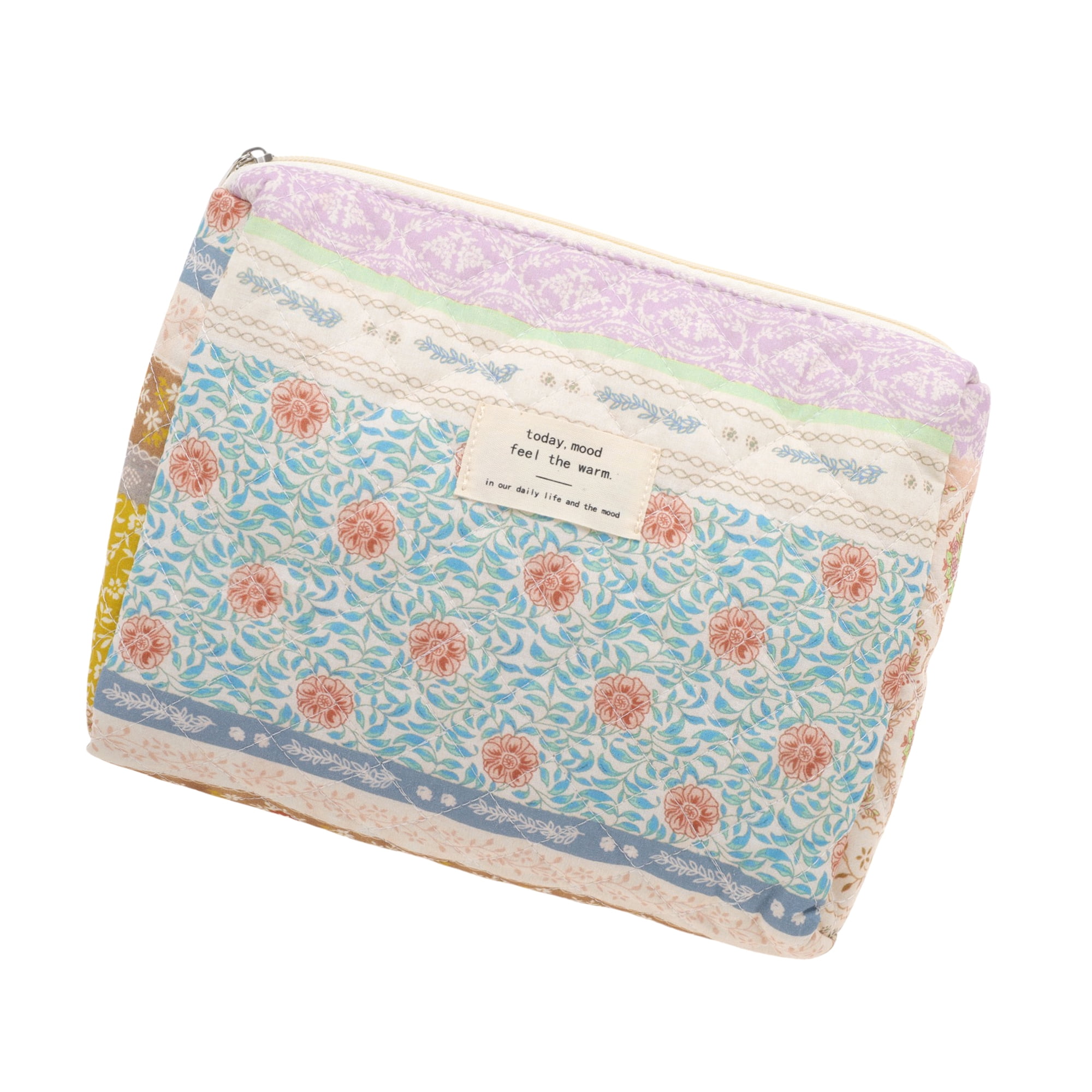 Unique Bargains 1 Pc Durable Ditsy Floral Handheld Quilting Makeup Bag Colorful