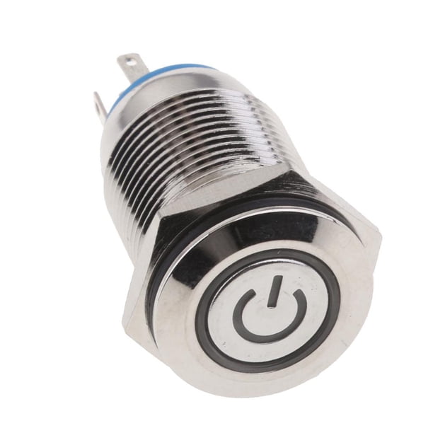 Interruptor pulsador de enclavamiento de 16 mm 1NO1NC SPDT con LED rojo de 12 V 12V LED rojo Sharpla Interruptor de botón pulsador