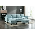 thumbnail image 2 of 108" U-shaped Sectional Couch, 6-Seat Linen Modular Couch with Chaise Lounge and Removable Cover, Modern Corner Couch with Ottoman for Living Room, Light Blue, 2 of 9
