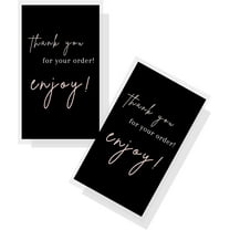 Crafters Cup Thank You for Your Order Card  50 Pack  One Sided 2x3.5 inch Business Card Size  Handmade Order Black with Pink Design,Black, White, Light Pink,3.5 x 2 inches