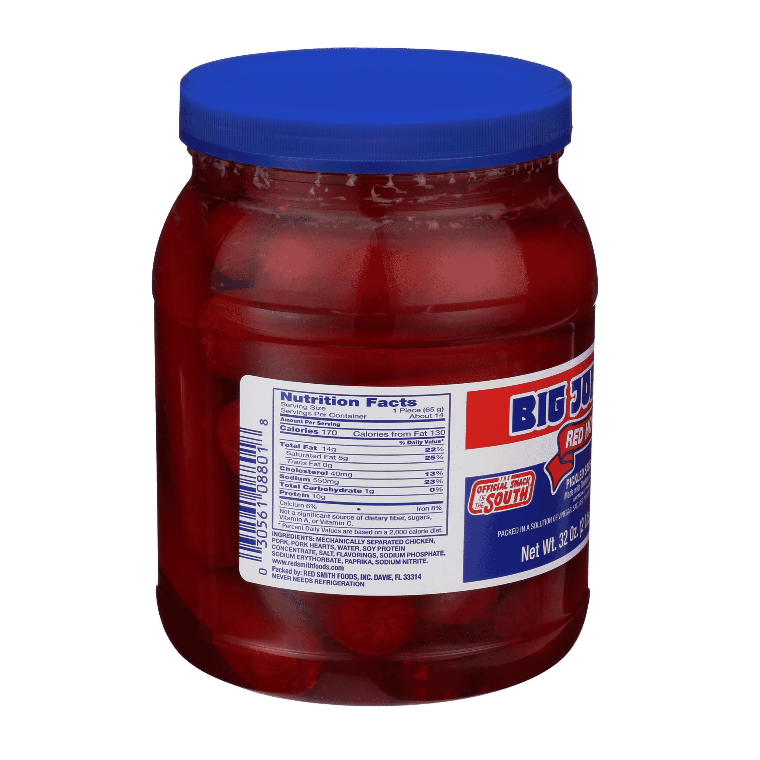 Big John's Ready to Eat Red Hots Pickled Sausage 32oz Jar