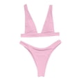 thumbnail image 1 of Aayomet Ensembles de Bikini Taille Haute pour Femmes Bikini Uni Multicolore (Rose, G), 1 of 5
