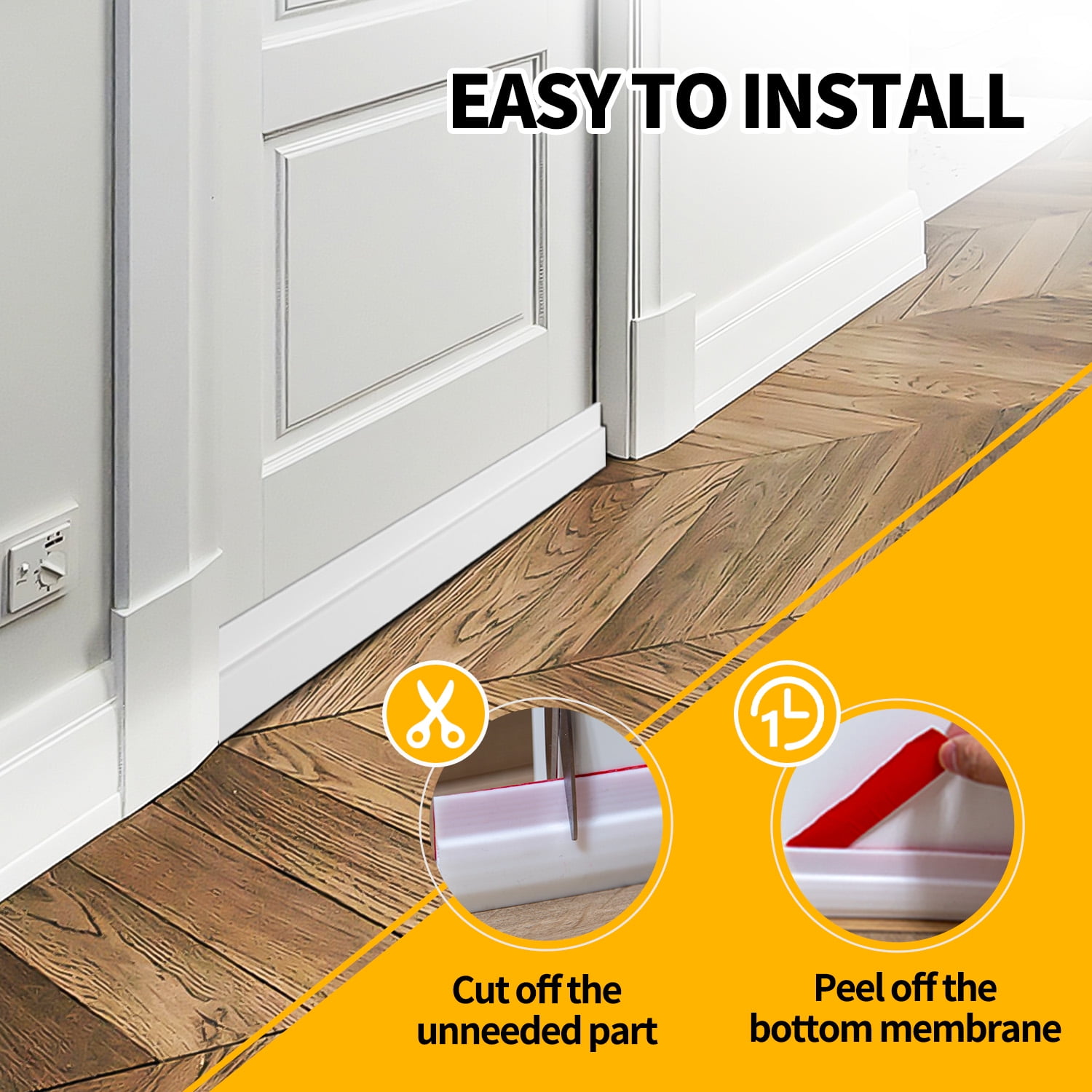 propuri Door Draft Stopper Insulator Door Sweep Weather Stripping Noise Stopper,2 Pack White