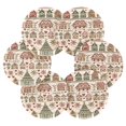 thumbnail image 7 of Yayeee 6 PCS Drink Coasters with Holder Set Woven Absorbent Round Tabletop Hot Pad, Green Nordic Christmas House, 7 of 7