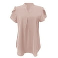 thumbnail image 3 of Women's Dressy Casual Business Work Blouses V Neck Loose Petal Short Sleeve T Shirts Loose Fit Womens Top Athletic Tops for Women Long Sleeve Comfortable Workout Shirts Women Athletic Women Shirts for, 3 of 5
