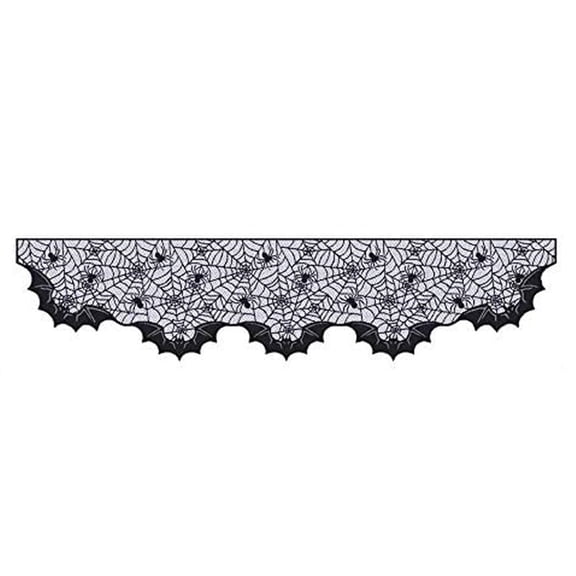 Halloween Fireplace Mantle Scarf,Lace Spider Web Irregular Edge for Home Fireplace Mantel Living Room
