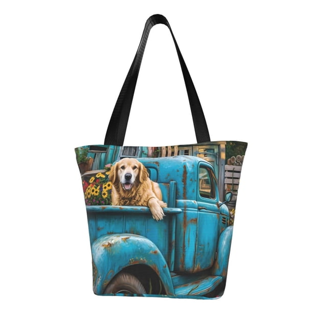 Easygdp Vintage Pickup Sunflower Dog Bolso de Hombro para Mujer, Bolso Bandolera y Cartera de Mano Elegante para Uso Diario