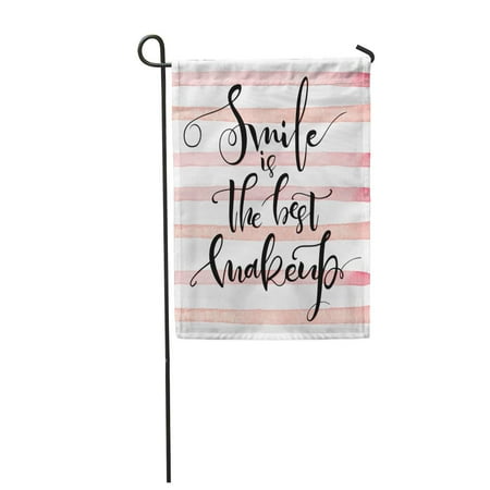 LADDKE Smile is The Best Makeup Inspirational Calligraphic Positive Quote About Garden Flag Decorative Flag House Banner 28x40 (Best Makeup For Outdoor Photography)