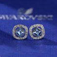 thumbnail image 5 of Pendientes cuadrados, cristales brillantes y metal rodiado, azul, 1 par, 5 of 5