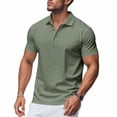 thumbnail image 2 of KLHDSF Men's Polo Shirts Short Sleeve Casual Summer Cotton Shirts for Men Performance Collared Golf Shirts Army Green L, 2 of 5