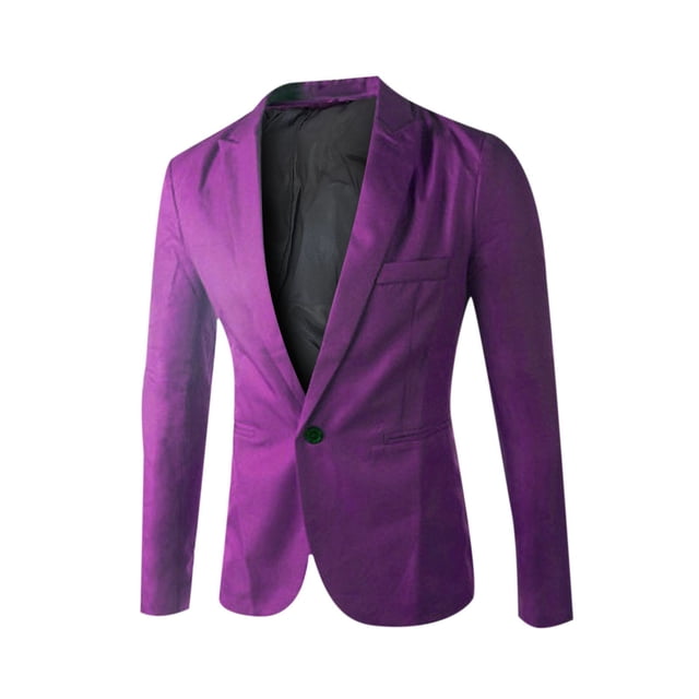 Mens Suit Jacket Mens Single Button Solid Color Casual Business Suit Top