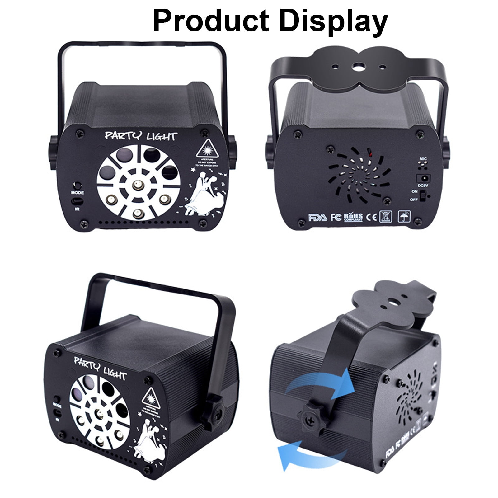 lulshou Party Projection Lamp Stage Light Multiple Projection Patterns Mini LED Color Projection Light Sound Control Remote Control RGB Full Color Portable Installation