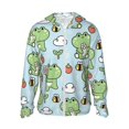 thumbnail image 1 of Balery Cute Floral Frog Sudadera ligera de manga larga con capucha y protección solar UPF 50+ para hombre y mujer, ideal para pesca y running-Small, 1 of 7