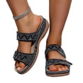 thumbnail image 3 of GERsome Sandals for Women Open Toe Slip-On Low Wedge Slides Casual Comfort Walking Sandals for Summer Beach, Size 5.5, 3 of 9