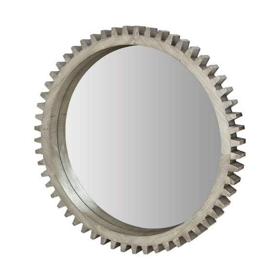 Mercana Cog Mirror 44" Round Silver Wood Frame Mirror