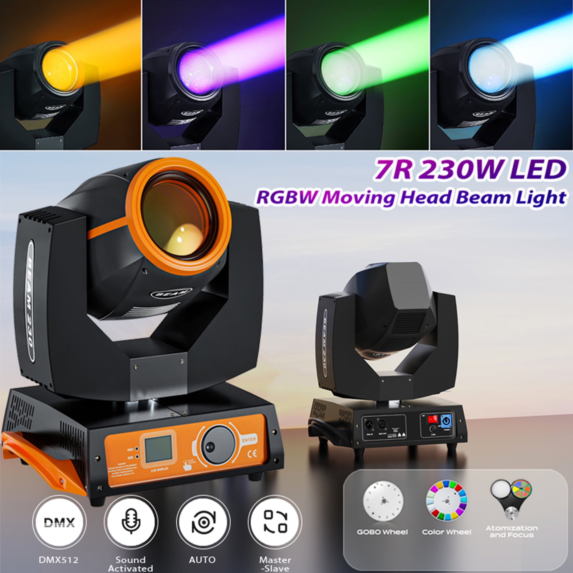 7R 230W DJ Lights, 8 Prisms Beam Sharpy Moving Head Stage Light 17 Gobos 14 Colors LED Disco Party Lights DMX Club Light for Weddings Christmas Dance Show