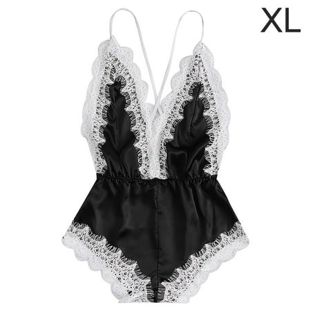 

Sexy Lingerie Women Deep V-neck Underwear Mesh Lace Girl Bodysuit