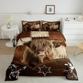 thumbnail image 2 of Feelyou 3D Highland Cattle Full Size Comforter Sets for Teen, Western Cowboy Cowgirl Bedding Comforter Set, Rustic Horse Animal Reversible Bedding Sets, Lightweight Room Decor, 3 Pieces, 2 of 8