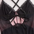 thumbnail image 4 of Women Satin Lace Chemise Nightgown Full Slips Sleepwear Black XL, 4 of 7