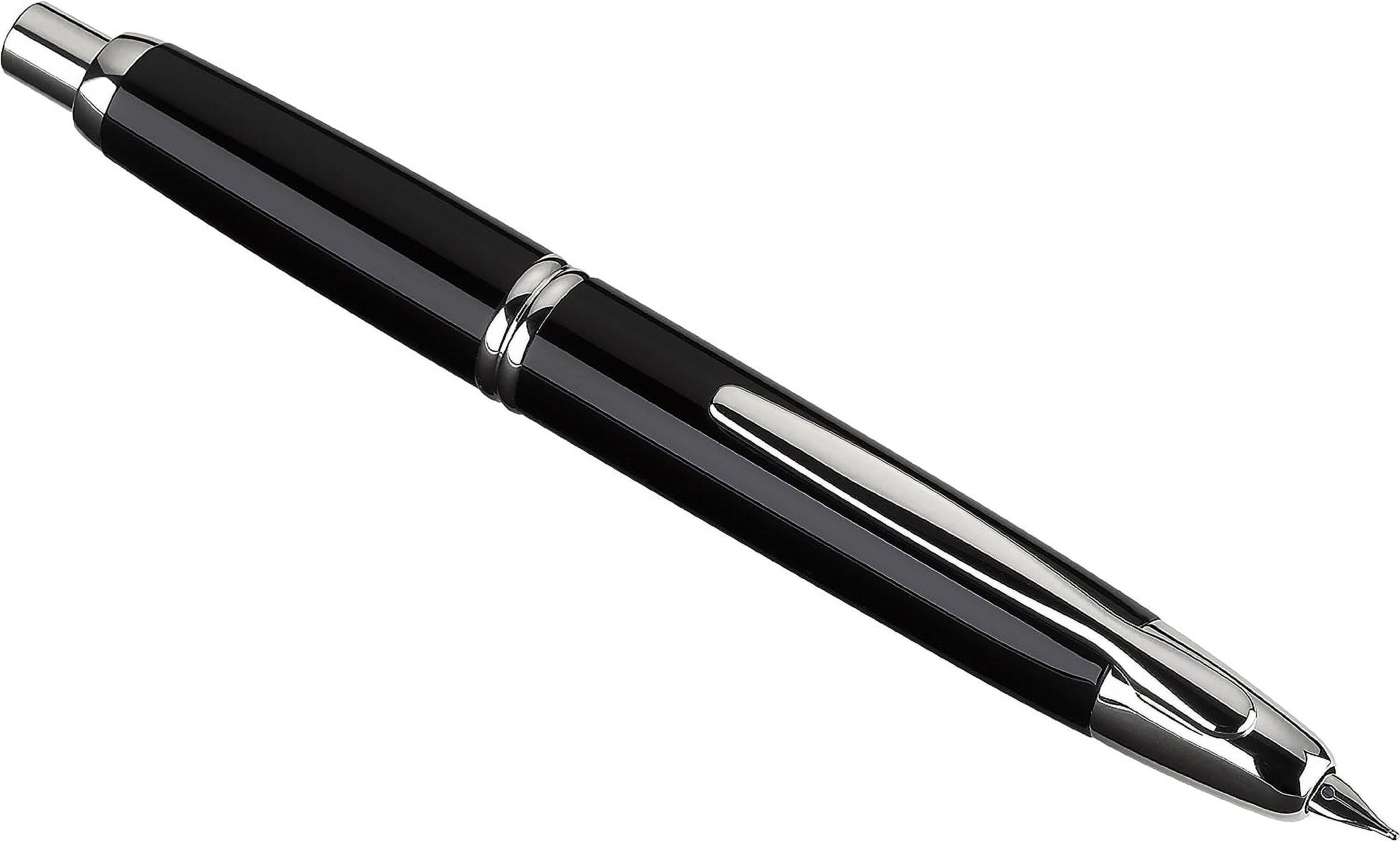 Pilot Vanishing Point Collection Fountain Pen - Black & Rhodium - Broad Point