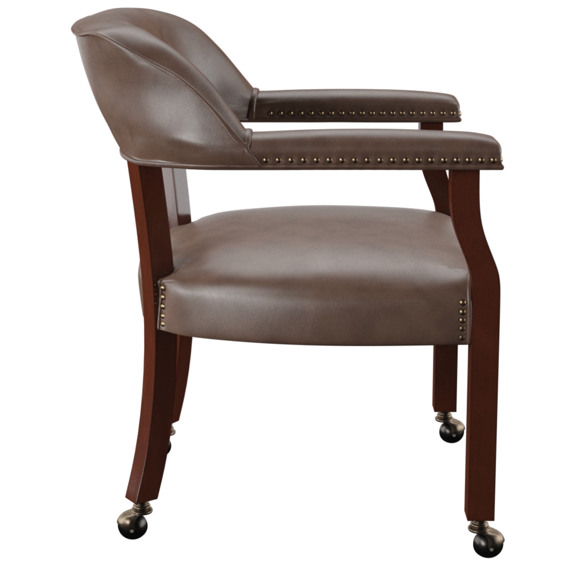 Steve Silver Tournament Faux Leather Dining Chairs with Arms, Brown