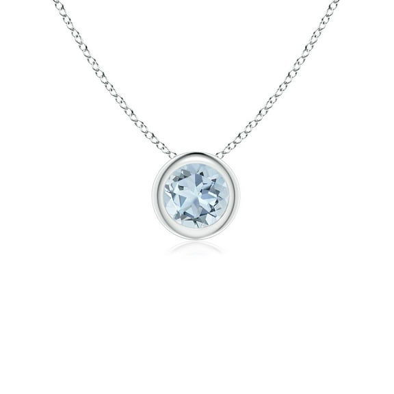 ANGARA Natural Bezel-Set Round Aquamarine Solitaire Pendant in 14K White Gold for Women (Size-4mm) | March Birthstone, Birthday, Anniversary, Jewelry Gift for Women | Natural Aquamarine Necklace