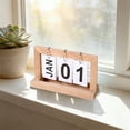 thumbnail image 5 of Coollooc Wood Desktop Perpetual Flip Calendar, Wooden Perpetual Desk Calendar, Desk Decor Calendar Reusable Vintage Desktop Calender for Office Desktop Home Decro Ornaments(Beige), 5 of 7