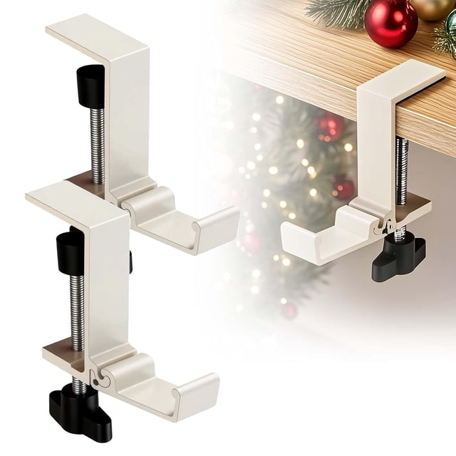 Inteprter Soporte para calcetines navideños 2 en 1 inoxidable con ganchos para guirnaldas y carga ajustable. Ideal para coronas navideñas y Decoración del hogar blanco lechoso