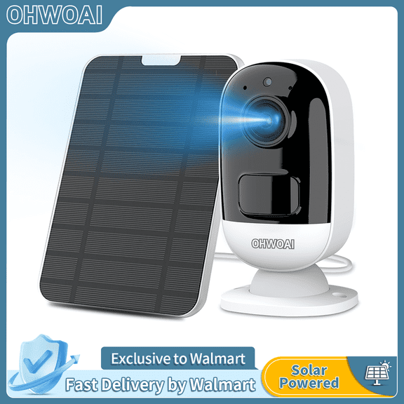 OHWOAI Solar Powered Security Camera,Outdoor Battery-Powered Wireless Security Camera for Home with 2-Way Audio