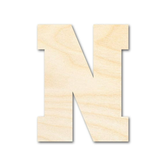 Unfinished Wood Varsity Team Font - N Shape 5" / 1/4"