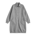 thumbnail image 7 of WIZUTIZ Women's Solid Color Button Down Lapel Collar Coat Mid-Length Long Sleeve Pockets Loose Fit Casual Winter Warm Outerwear, 7 of 7