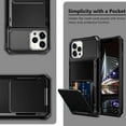 thumbnail image 6 of Compatible with iPhone 13 Pro Max Case Wallet 4-Card Holder ID Slot Flip Door Hidden Pocket Men Women Anti-Scratch Dual Layer Hybrid TPU Bumper Armor Protective Hard Shell Back Cover Black, 6 of 6