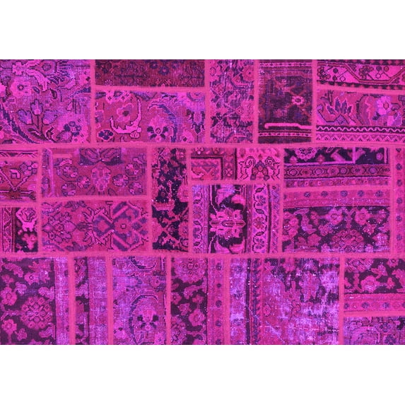 Ahgly Company Indoor Rectangle Patchwork Pink Transitional Area Rugs, 2' x 4'