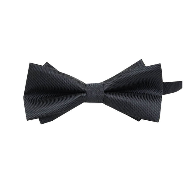 Camisa de negocios de moda para hombre, corbata de lazo de poliéster liso de doble capa, corbata de poliéster para hombre