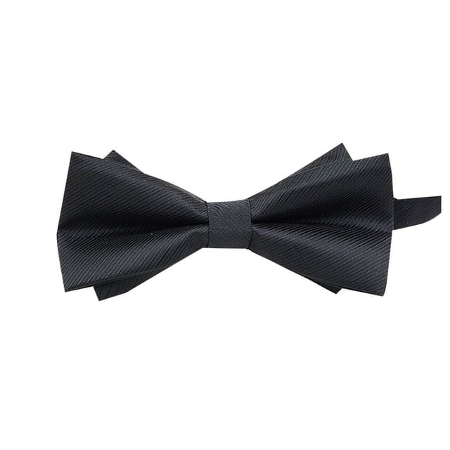 Camisa de negocios de moda para hombre, corbata de lazo de poliéster liso de doble capa, corbata de poliéster para hombre