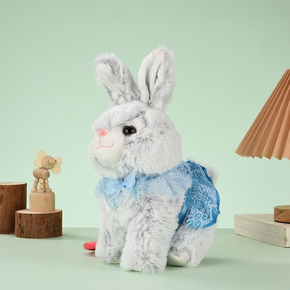 Hopping Bunny Toy, 11.8" Cute Bunny Stuffed Animal Soft Dolls, Realistic Electronic Rabbit Toys with Remote Control Leash, Sings & Walks Perfect Gifts for Teens