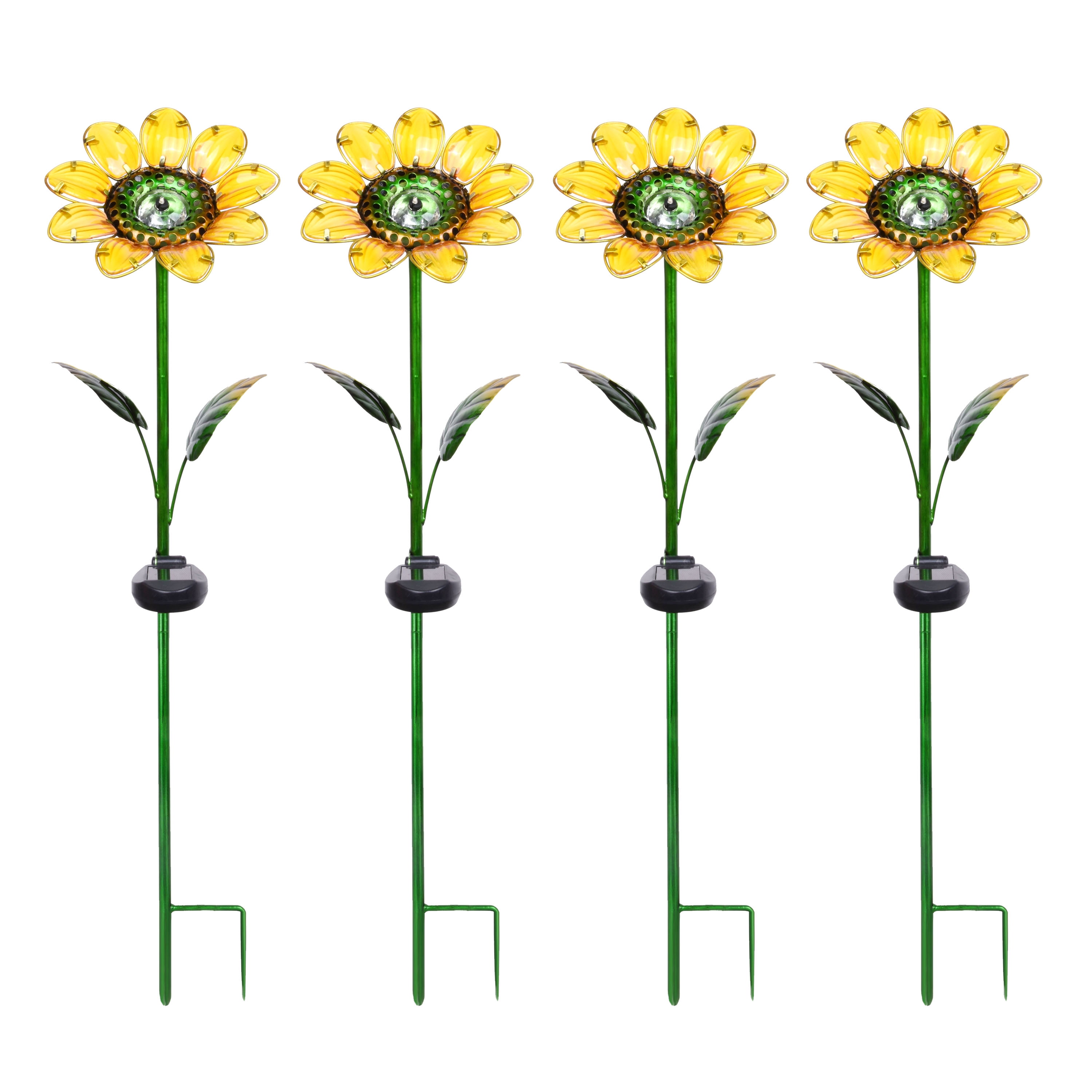Homeleo 2 Pack Solar Sunflower Lights,Outdoor Garden Solar Powered Decorative Artificial Flowers Stake for Patio Porch Christmas Thanksgiving Gardening Flower Bed Pathway Memorial Cemetery Grave Decor 