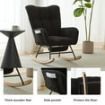 thumbnail image 3 of Hforesty Nursery Rocking Chair Teddy Upholstered Glider Rocker，Comfy Armchair with retractable footrest for Living Room & Nursery,BLACK, 3 of 7