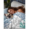thumbnail image 3 of Blue Teal Grey Coral Coastal Flat Sheets Only Twin XL Size, Soft Breathable Bed Top Sheets for Mattress, Summer Beach Nautical Ocean Luxury Bedding Flat Sheets for Home Hotel Bedroom Bed Protection, 3 of 9