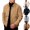 Khaki, variant on Mens Structured Acrylic Jacket Button Pockets Solid Color Vintage Turndown Collar Fall Winter Outwear